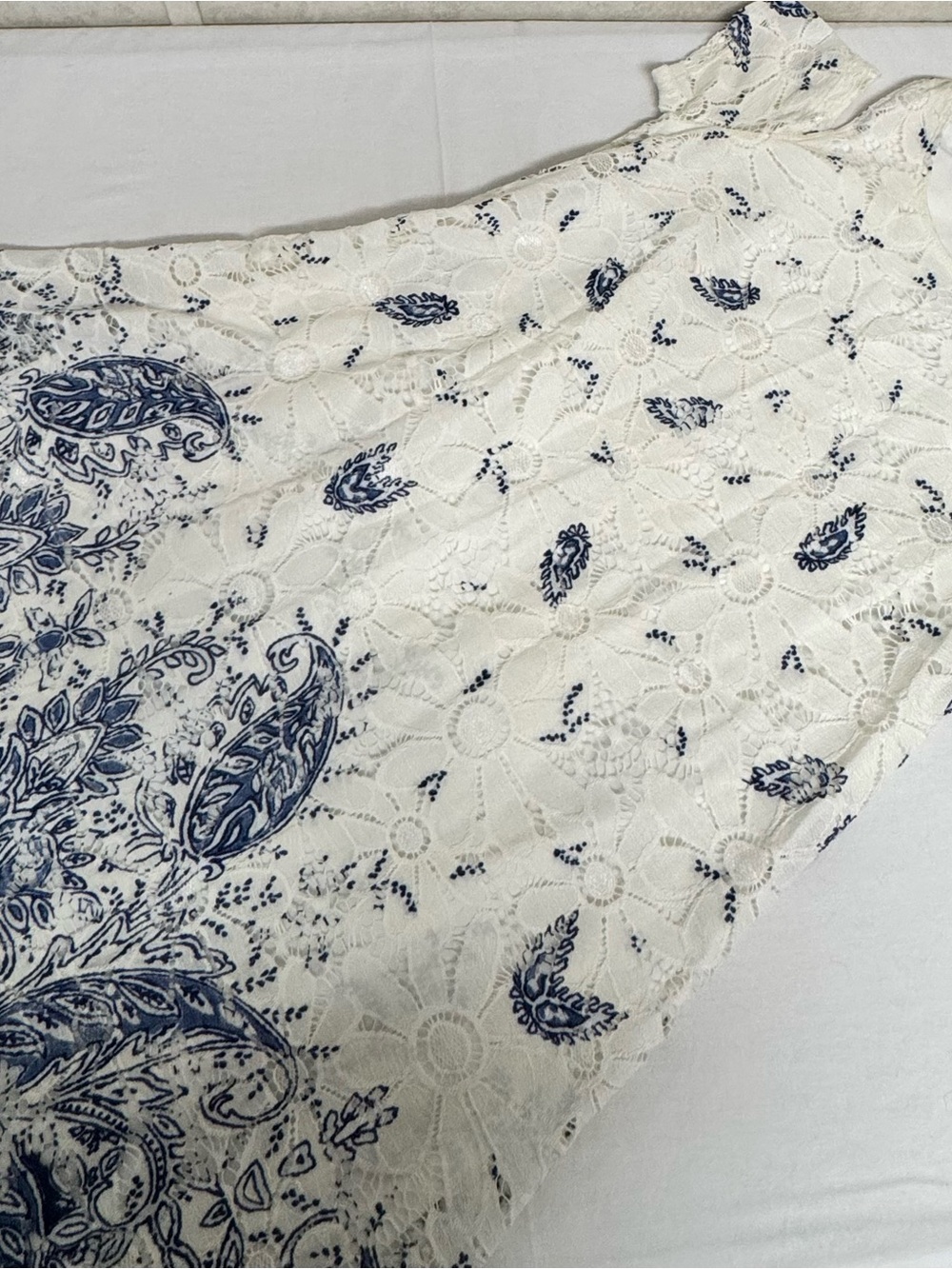 Robbie Bee Cream and Navy Lace Midi Dress